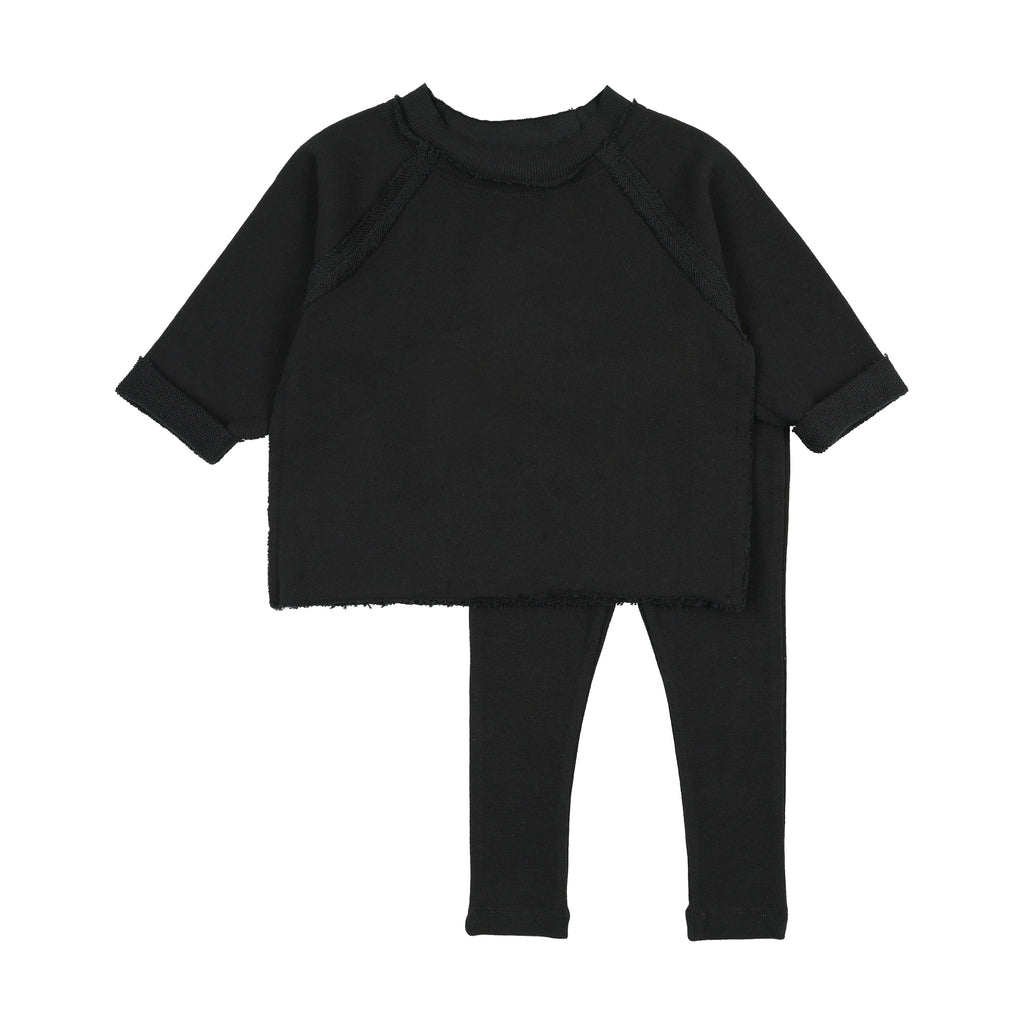 Kin Kin Raglan Sleeve Raw Edge Sweatshirt + Legging Set